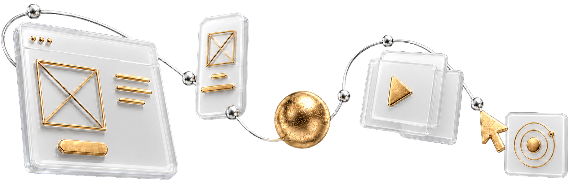 Acrylic web and mobile layouts connected to story frames by a motion path